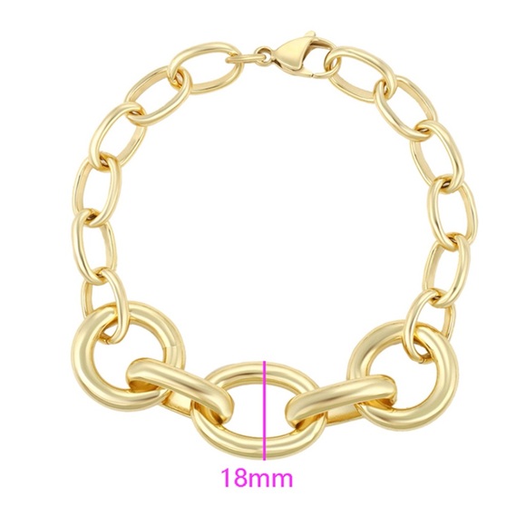 Chunky Chain Bracelet 14k Gold Plated Luxury Jewelry - Picture 3 of 8